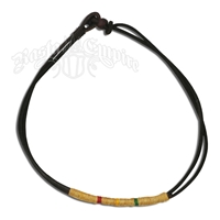 Rasta Leather Cord Necklace with Rasta Wrap
