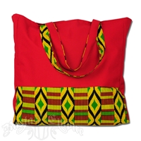 Rasta Canvas & African Print Large Tote Bag