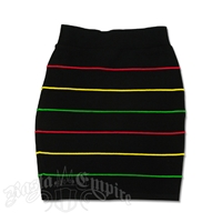 Rasta and Reggae Knit Mini Skirt With Narrow Stipes