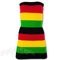 Rasta and Reggae Multi Stripe Knit Tube Top Mini Dress
