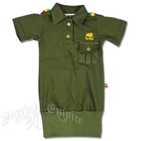 Dub Wise Little Girls Rasta Polo with Ribbing