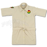Dub Wise Little Girls Rasta Button Down Shirt - Tan