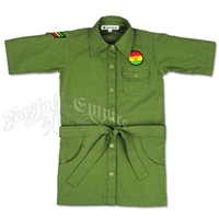 Dub Wise Little Girls Rasta Button Down Shirt - Dark Olive Green