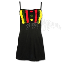 Rasta Ruffle & Circle Tank Top - Black