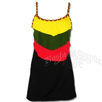 Rasta Layers & Braided Straps Tank Top - Black