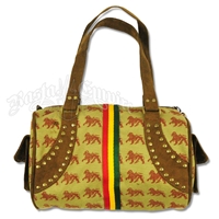 Dub Wise Rasta Lion Small Barrel Purse - Khaki
