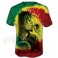 Bob Marley Rasta Smoke & Guitar Tie Dye T-Shirt - Men's