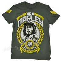 Bob Marley Freedom Fighter Military Green T-Shirt - Men's