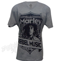 Bob Marley Rebel Music Athletic Heather V-Neck T-Shirt - Men's