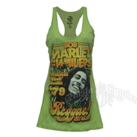 Bob Marley Reggae Til Sunset Grass Green Racer Back Tank Women's