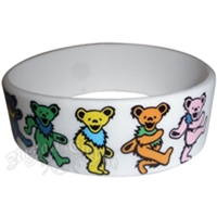 Grateful Dead Dancing Bears Silicone Wristband - White