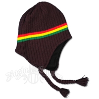 Rasta Ear Flap Hat - Brown