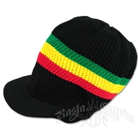Rasta Cotton Visor Cap - Black/Rasta