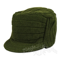 Solid Olive Knit Flat Top Cadet Cap