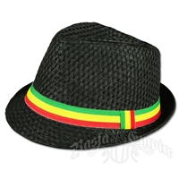 Rasta Straw Fedora - Black