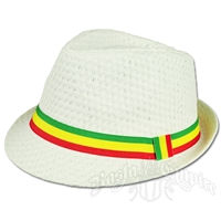 Rasta Straw Fedora - White