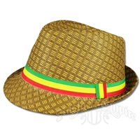 Rasta Straw Fedora - Brown