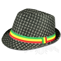 Rasta Straw Fedora - Black/Gray