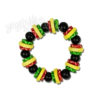Rasta and Reggae Circle and Bead Bracelet