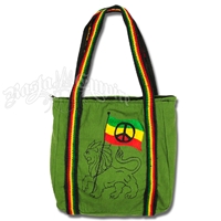 Rasta Lion & Peace Sign Flag Tote Bag