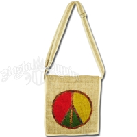 Rasta Peace Sign Hemp Shoulder Bag – Natural