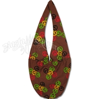 Rasta Peace Sign Wide Strap Shoulder Bag – Brown