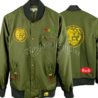 Dub Wise Rasta Lion Olive Stadium Jacket – Men’s