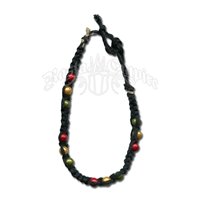 Rasta Wonder Beads Black Hemp Bracelet
