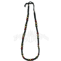 Rasta Wonder Beads Black Hemp Necklace