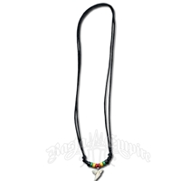 Rasta Beads and Shark Tooth Pendant Necklace