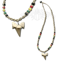 Shark Tooth Rasta Bead Hemp Necklace