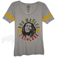 Bob Marley One Love Grey Baseball T-Shirt – Women’s