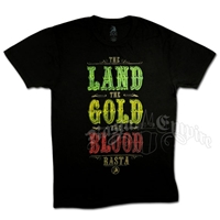 Rasta Land, Gold & Blood Black T-Shirt - Men’s