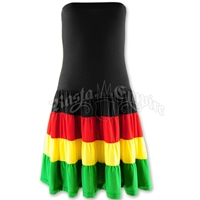 Rasta and Reggae Tiered Ruffle Tube Top Short Dress