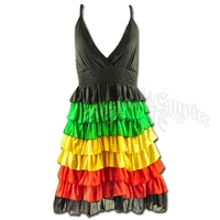 Rasta and Reggae Ruffle Short Dress