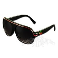 Rasta Peace Sign Classic Style Sunglasses - Black