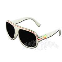 Rasta Peace Sign Classic Style Sunglasses - White
