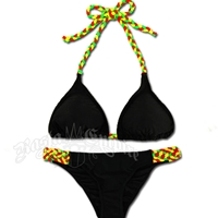 Rasta Braid Triangle Top and Lowrise Bottom Bikini Swimsuit