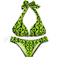 Jamaican Tie Dye Halter and Rio Bottom Bikini Swimsuit