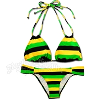 Jamaican Stripe Loop Triangle Top and Rio Bottom Bikini Swimsuit