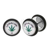 Leagalize It Marijuana Fake Plug Earrings