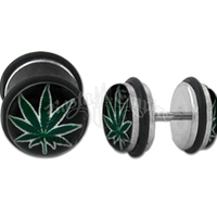 Marijuana Leaf Fake Plug Body Jewelry