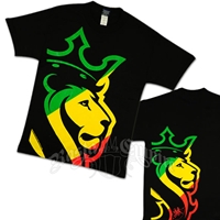 Rasta Striped Lion Black T-Shirt - Men's