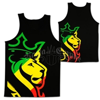 Rasta Striped Lion Black Tank Top - Men's
