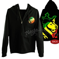 Rasta Striped Lion Logo Black Hoodie - Men's