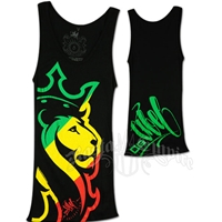 Rasta Striped Lion Black Tank Top - Women's