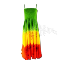 Rasta and Flower Print Spaghetti Strap Dress