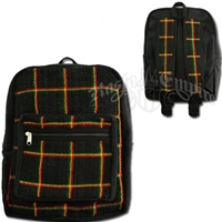 Rasta Striped Woven Hemp Backpack - Black