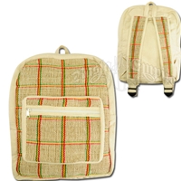Rasta Striped Woven Hemp Backpack - Khaki