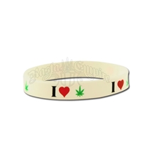 I Love Marijuana Silicone Wristband - White